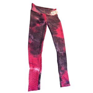 Women’s Textured High-Waist Leggings - Pink & Purple Tie-Dye